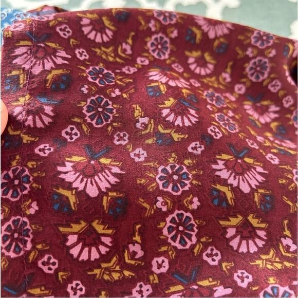 Sea Burgundy and Blue Silk Floral Dress - Picture 16 of 16